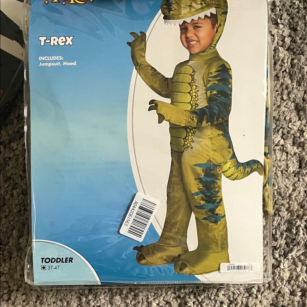 T-Rex Toddler Costume - Green and Blue size 3/4 new